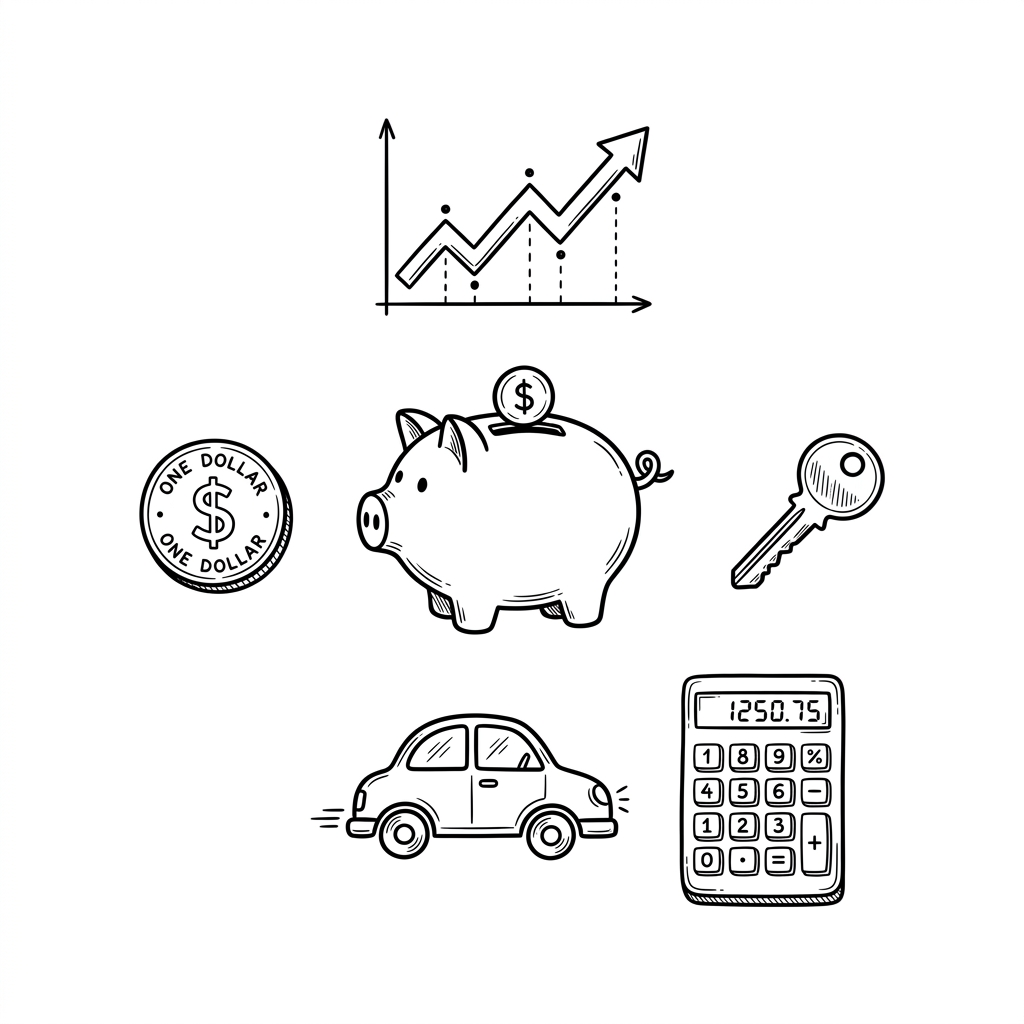 Finance Calculators Sketch Illustration